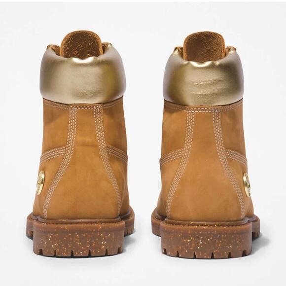TIMBERLAND Women's 8 Heritage 6 IN Boot Premium Wheat Nubuck Waterproof Gold - Picture 5 of 7